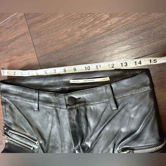 Zara Trf S Small Faux Leather Biker Pants Black Zipper biker core - Picture 11 of 12